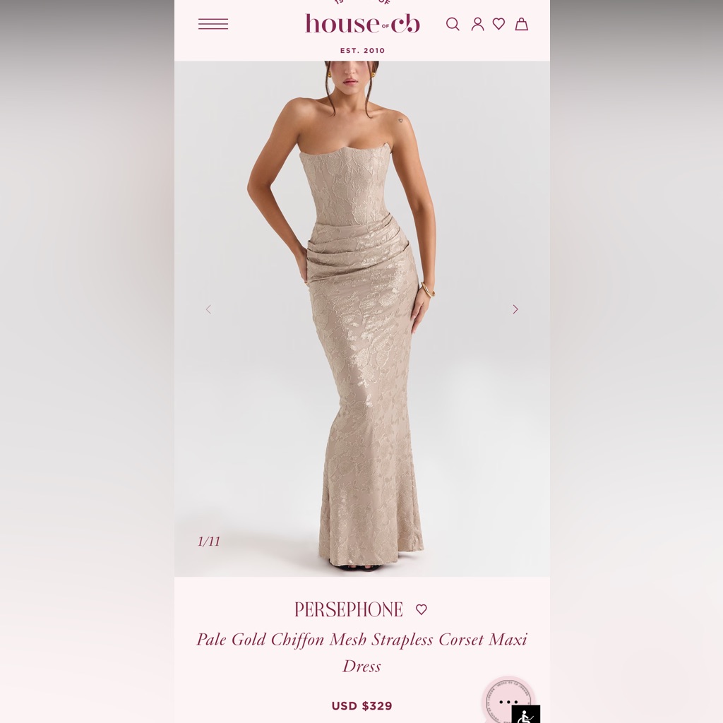 House Of Cb Persephone Gold Chiffon Gown